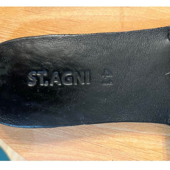 St. Agni Black Leather Slide Sandals - Picture 5 of 6